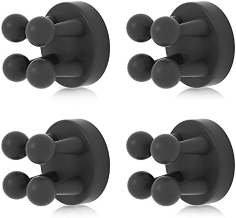 XoYoZo 4 pcs Silicone Toothbrush Holder Multi-Function Hook Waterproof self Adhesive Single Toothbrush Hook Plug Holder for Wall for Hanging Bathroom Kitchen Living Room Office (Black)
