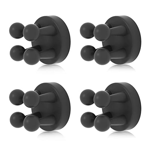 XoYoZo 4 pcs Silicone Toothbrush Holder Multi-Function Hook Waterproof self Adhesive Single Toothbrush Hook Plug Holder for Wall for Hanging Bathroom Kitchen Living Room Office (Black)