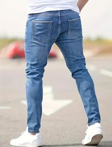 Mywinway Skinny Jeans for Men Spring Fall Stretchy Ripped Tapered Leg Slim Fit Distressed Fashion Causal Denim Pants4