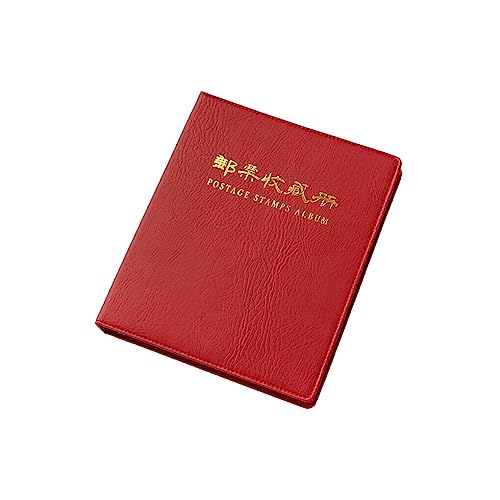 dijiusidy Álbum de sellos postales de cuero, libro de colección de monedas, protección de fotos, almacenamiento de notas, libros, papel en blanco, álbumes de dinero, 9 agujeros, Rojo