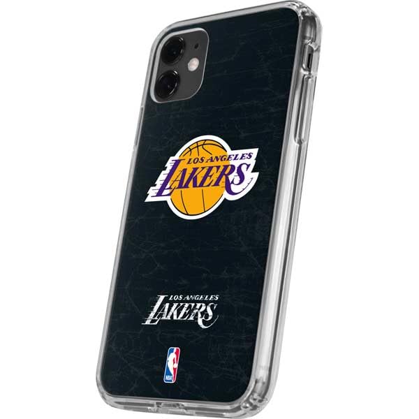 Skinit Clear Phone Case Compatible with iPhone 11 - Officially Licensed NBA Los Angeles Lakers Black Primary Logo Design