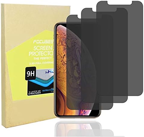 Privacy Screen Protector Japan Tempered Glass for iPhone Xs Max[Anti Spy]Anti Peeping Anti-Glare Full Covered Screen Film Shield Cover Saver for iPhone Xs Max[3D Touch][3pcs]2.5d/CaseFriendly/Focuses