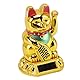 Nimomo Chinesische Glückskatze, China Winkekatzen Dekoration, Lucky Neko, Glückskatzen Wellenarm, Solarlicht Induktionsstatue, Figur für Ornamente für Haus und Auto (Gold)