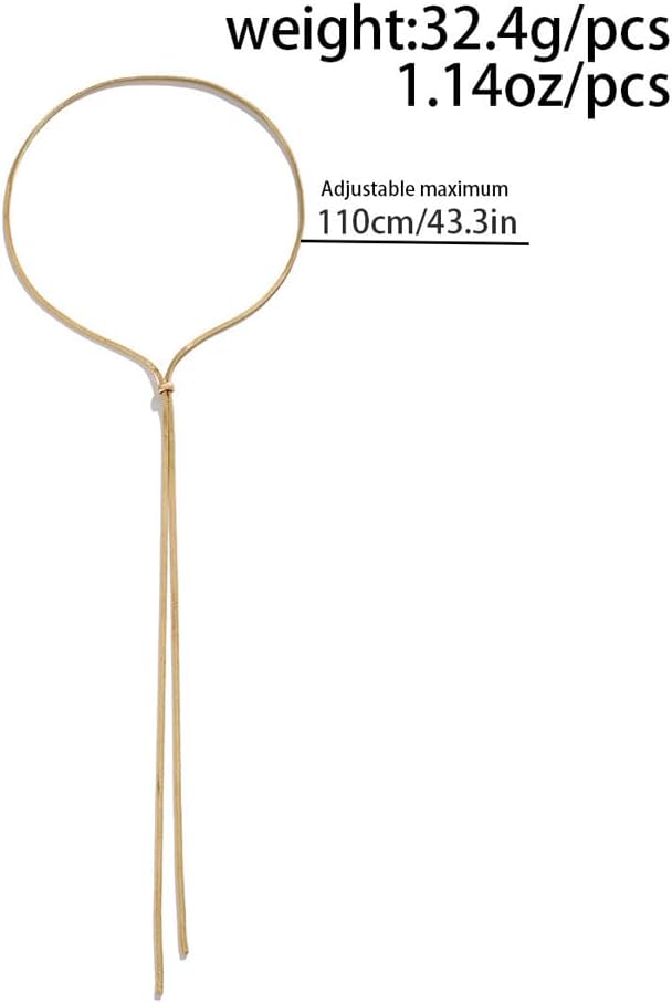 FUTIMELY Long Gold Lariat Necklace,Dainty Gold Adjustable Chain Statement Necklace for Women,Trendy Extra Long Herringbone Link Y Necklaces Prom Party Jewelry - Image 4