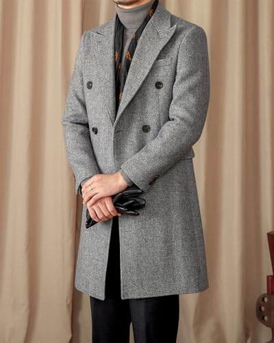 Classic Tweed Men's Blazer Herringbone Slim Fit 2 Buttons Long Overcoat Men's Jackets Blazer2