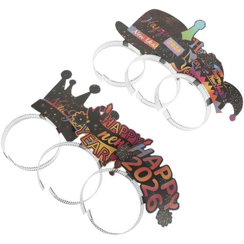 HANABASS 6 Piezas Diadema de Feliz Año para Fiestas de Nochevieja Accesorios Cómodos y Flexibles para Fotos y Celebraciones