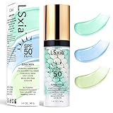 3 In 1 Primer for Face Before Makeup, SPF 50, Tinted Moisturizer Sunscreen Isolation Cream, One Step Color Corrector Makeup Primer, Color Correcting Concealer Oil Control, Base de Maquillaje, #02