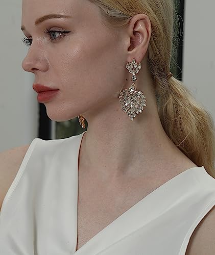 Fashion Statement Chandelier Earrings for Women Rhinestone Crystal Large Dangle Earrings for Wedding Prom Party4