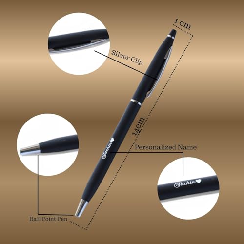 Image of Personalized Pen with Name Engraved I Metal Classy Customized Roller Ball Pens I Comfortable to Hold & Write I Gift for Men & Women Birthday Corporate Gifting (Black Cross Pen)