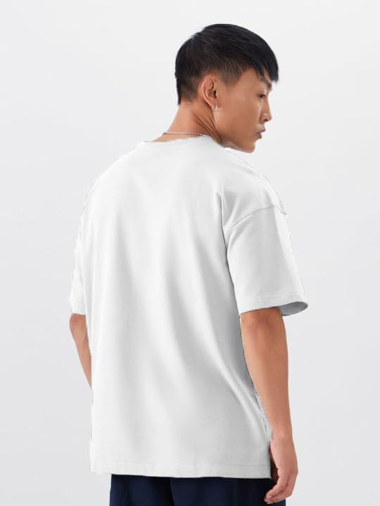 Image of Oversized Drop Shoulder Half Sleeves Round Neck Solid Pure 100% Cotton T-Shirt for Men Pack of 2