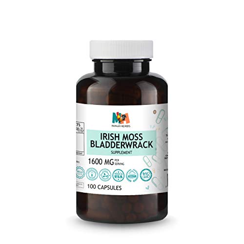 MH RESEARCH Irish Sea Moss & Bladderwrack Capsules - Organic Seaweed Nutritional Supplement to Support Metabolism, Thyroid & Gut Health - Good for Keto Cleanse & Dr. Sebi Diet - 1600mg, 100 Vegan Caps