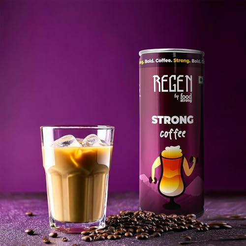 Image of REGEN Strong Coffee - Refreshing Ready-to-Drink Flavoured Milk Coffee, 250 ml Can (Pack of 3)