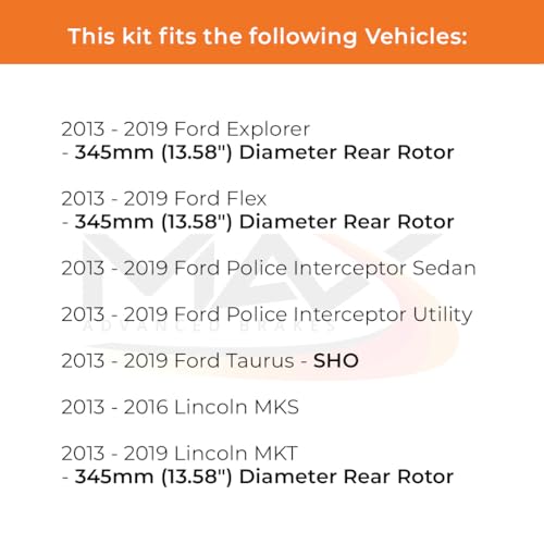 Image of Max Advanced Brakes Rear Brake Kit Compatible With 2013-2018 2019 Ford Explorer Flex Taurus Police Interceptor Sedan Replacement Premium OE Disc Brake Rotors and Ceramic Brake Pads