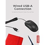Lenovo 100 Wired USB Computer Mouse for PC, Laptop, Computer with Windows - Full-Size - Ambidextrous Design - 3 Buttons - Red Optical Sensor – Black - Image 3