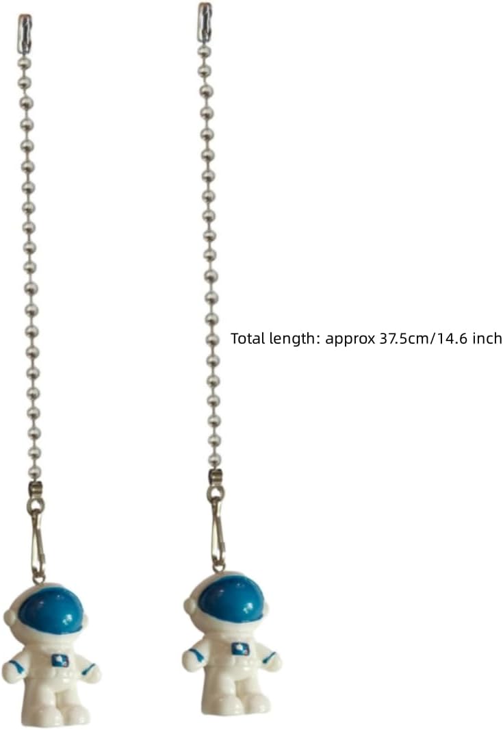 Pull Chain 12 inch Mini Blue Spaceman Charm Pendant Ceiling Fan Danglers Fan Pulls Extender with Ball Connector-2Pcs