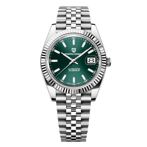 Pagani Design Herrenuhr Automatikuhr Japanisches Automatikwerk Klassische Uhr Saphirglas 100 Meter Wasserdicht Leuchtend Business Herrenuhr（Stahlgrün）