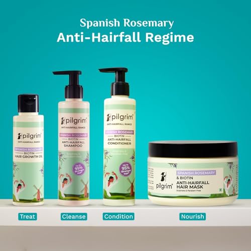Image of Pilgrim Spanish Rosemary & Biotin Anti Hairfall Shampoo for Reducing Hair Loss & Breakage 200ml (Pack of 3) | Rosemary shampoo for hair growth | Upto 95% stronger hairs | For all hair types | For Men & Women