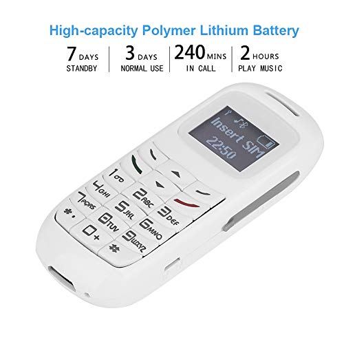 Ashata Mini Small Mobile Cell Phone, Mini Mobile Cell Phone Mini Mobile Phone Bluetooth Dialer With Headset Cellphone Earphone Ear Hook Support Sim, Mp3, Long Standby Time(White) #TOP5