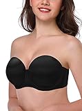 HANSCA Trägerloser Damen-BH, wandelbar, Multiway-Vollschalen, rutschfest, Bügel-BH, Übergröße, Satiniertes Schwarz, 95B