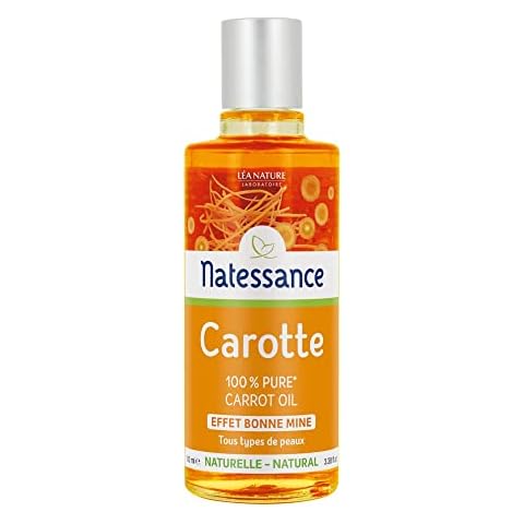 Natessance NATURAL CARROT OIL - Facial Oil and Tanning Lotion - Regenerates and Nourishes Dry and Sensitive Skin - Natural Certified Carrot Oil - For Skin Care and Face Care Usage, 100 millilitre Cover