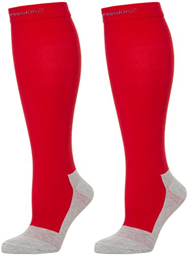 CompressionZ 20-30 mmHg Knee High Compression Socks, Red, L