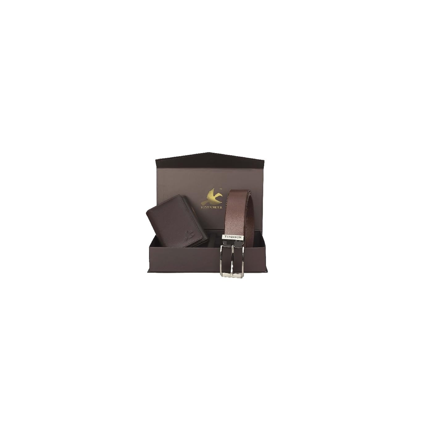 HORNBULL Men's Brown Wallet and Brown Belt Combo BW92100