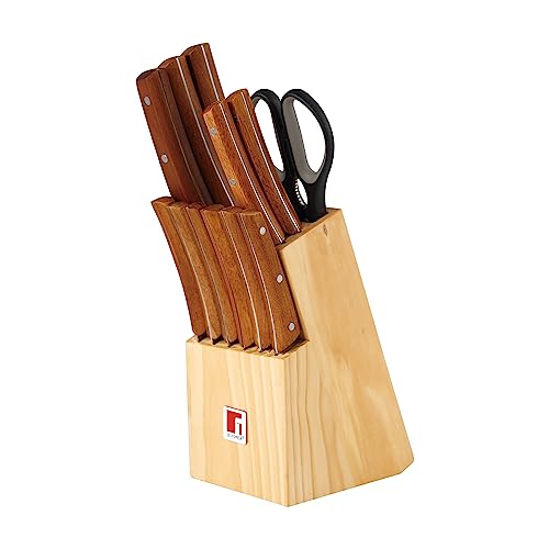 Conjunto de 13 cuchillos y taco BG-8911-MM Natural de Bergner