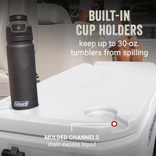 Image of Coleman Marine Cooler with Fully Insulated UV Guard Lid & Body, Keeps Ice for 3+ Days, Great for Boating & Fishing, 52qt /100qt Wheeled /120qt Options