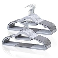 Tonswachic Pack of 30 Coat Hangers, Space-Saving Plastic Clothes Hangers, Non-Slip, 0.2 Inches Slim, 360° Swivel Silver Hook for Shirts, Pants, Suit & Wet/Dry Garments, Light and Dark Gray
