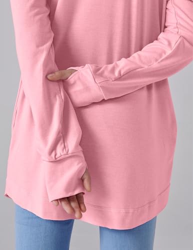 Image of Liberty Pro 2-Pack Girls' Loose Fit Long Sleeve Tunic Tops with Pockets and Thumb Holes, Casual T Shirts for Tween Kids