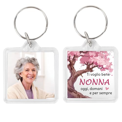 JIOMULIG Regalo Festa dei Nonni Regalo Personalizzato Festa Mamma Nonna Compleanno Natale Portachiavi in Acrilico per Foto Regali Anniversario Pasqua Pensione da Nipoti Nipote