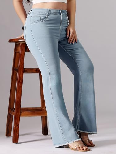 Image of Miss Chase A+ Women's Bootcut High Rise Regular Length Stretchable Denim Jeans