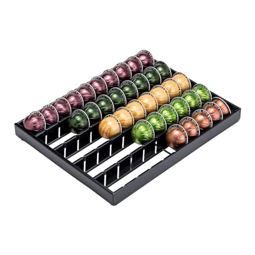 FlagShip Vertuo Pod Holder Drawer Insert for CounterNespresso Pod Storage Vertuo Pod Organizer Black Metal50 Pods Capacity