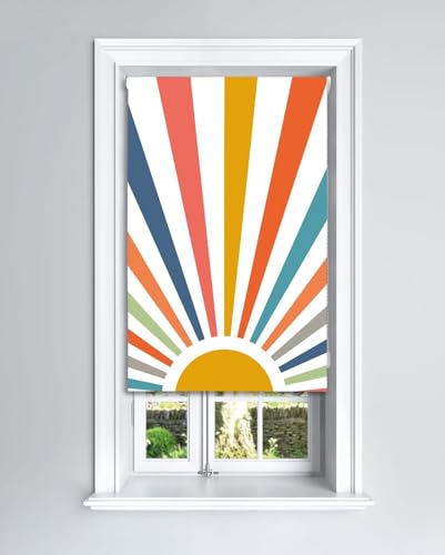 Lister Cartwright Blackout Roller Blinds Windows Child Safety Fitting Included Beautiful Design, Painted Sun 90 x 160 cm