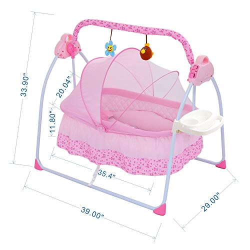 WBPINE Baby Swing Cradle, Automatic Baby Bassinets Swing Crib for Boys and Girls with Music (Pink)