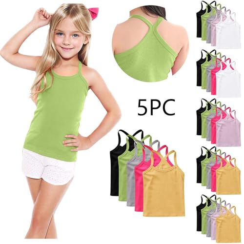 5-Pack Girls Racerback Camisole Tank Tops Spaghetti Strap Basic Undershirts Dance Clothes for 1-13 Years2