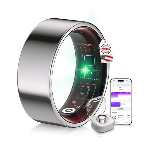 Image of 8.0 Smart Ring and Charging Case【Industry First - 0 Measurement Error】【IP68 Waterproof】 2025 Smart Ring for Women & Men for Sleep Tracking Wearable Device,Fitness Ring Sliver 8#