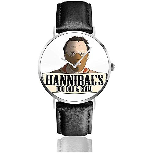 Unisex Business Casual Hannibals BBQ Bar Und Grill Uhren Quarz Leder Uhr