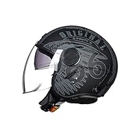 LIONCIANO Retro Harley Motorhelm, Scooterhelm voor volwassenen, met bril, DOT-gecertificeerd, open gezicht jet crashhelm voor bromfiets cruiser Vespa (mat zwart, XL = 59-60 cm