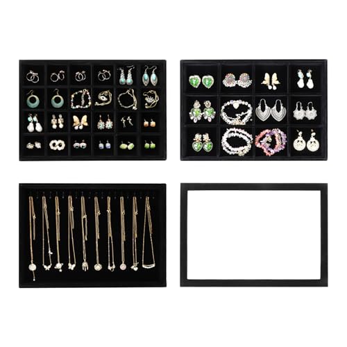 Wudygirl Wood Earring Organizer Jewelry Tray with Lid 13.7"x9.4" Gray