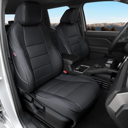 Ranaya Custom Fit Tacoma Seat Covers for Toyota Tacoma Hybrid 2024 2025 2026 (No Gas Models) – Double Cab,TRD Sport, TRD Off-Road, Limited – Faux Leather,2-Row Full Set,(Black)