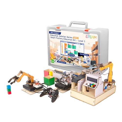 ACEBOTT 3-in-1 ESP32 IoT Control Smart Factory Starter Kit, Electronics Programming Kit Compatible with Arduino Scratch Online Tutorials, School DIY Education Solution Series STEAM Set for Teens 12+