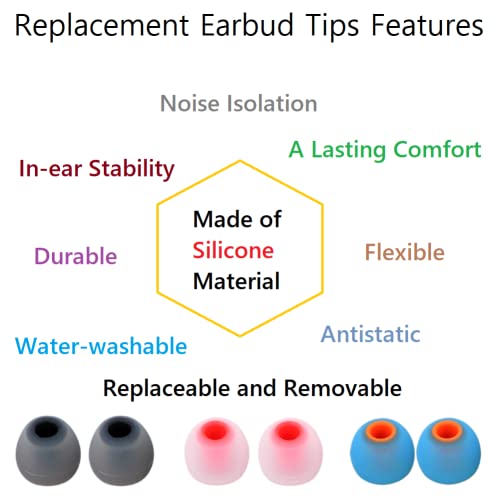 Image of Silicone Earbud Tips Earbuds Replacement Ear Tips Gels Bud for Popular in-Ear Headphones Other Inner Hole from 3.8mm - 5.1mm Earphones 9 Pairs S /M /L