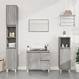 ChicAbode 3-TLG. Badmöbel-Set Grau Sonoma Holzwerkstoff,Badschrank mit Holzbeinen, Badezimmer Unterschrank Hochschrank Midischrank, Badezimmermöbel
