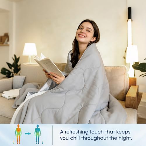 Image of Seward Park Cooling Comforter Full /Queen Size, All Season Reversible Cooling Blanket for Night Sweats, Cold Touch Fabric for Hot Sleepers, Breathable Lightweight for Summer, Black /Grey, 86x92 Inches