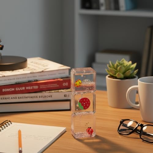 Image of Acrylic Liquid Motion Desk Decor | Stress Relief Sensory Toy | Clear Floating Space Blocks | Tabletop Decorative Showpiece for Office, Home & Gifting