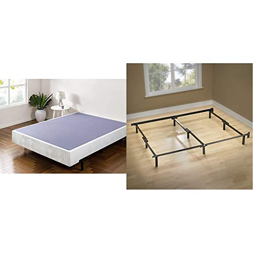 Zinus Metal Box Spring with Wood Slats, Queen & Compack Metal Bed Frame / 7 Inch Support Bed Frame for Box Spring and Mattress Set, Black, Queen Zinus Metal Box Spring with Wood Slats, Queen & Compack Metal Bed Frame / 7 Inch Support Bed Frame for Box Spring and Mattress Set, Black, Queen