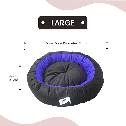 Image of Large Size Dog Bed for Puppies, Kitten and Cat, Velvet Fabric Dual Color Blue-Black Anti-Skid Bottom Washable Export Quality Pet Bed