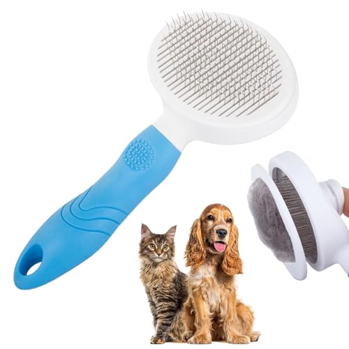 Spazzola per cani e gatti – Accessorio autopulente, ergonomico e leggero per gatto e cane. Spazzola per cani, spazzola per gatti, adatta per capelli lunghi e peli corti, ideale per la cura del pelo