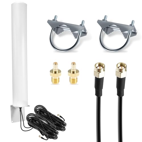 Gbformat 4 5dBi 700-6000MHz 4G 5G Antenne Outdoor 2X2 MimoAntenne LTE 5G NR Mobilfunk Externe AuBenantenne SMA-Stecker mit TS9/2 × 5M Verlustarmes Koaxialkabel